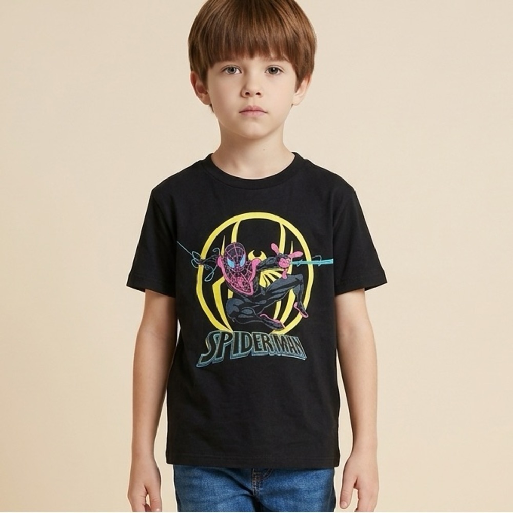 NWOT Marvel Boys Black Short Sleeve Graphic Spiderman T-Shirt - Size Small